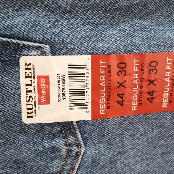 🤩HP🤩 NWT Rustler: Men's Heavyweight Denim Regular Fit Straight Leg Jeans 44x30 - Picture 2 of 6